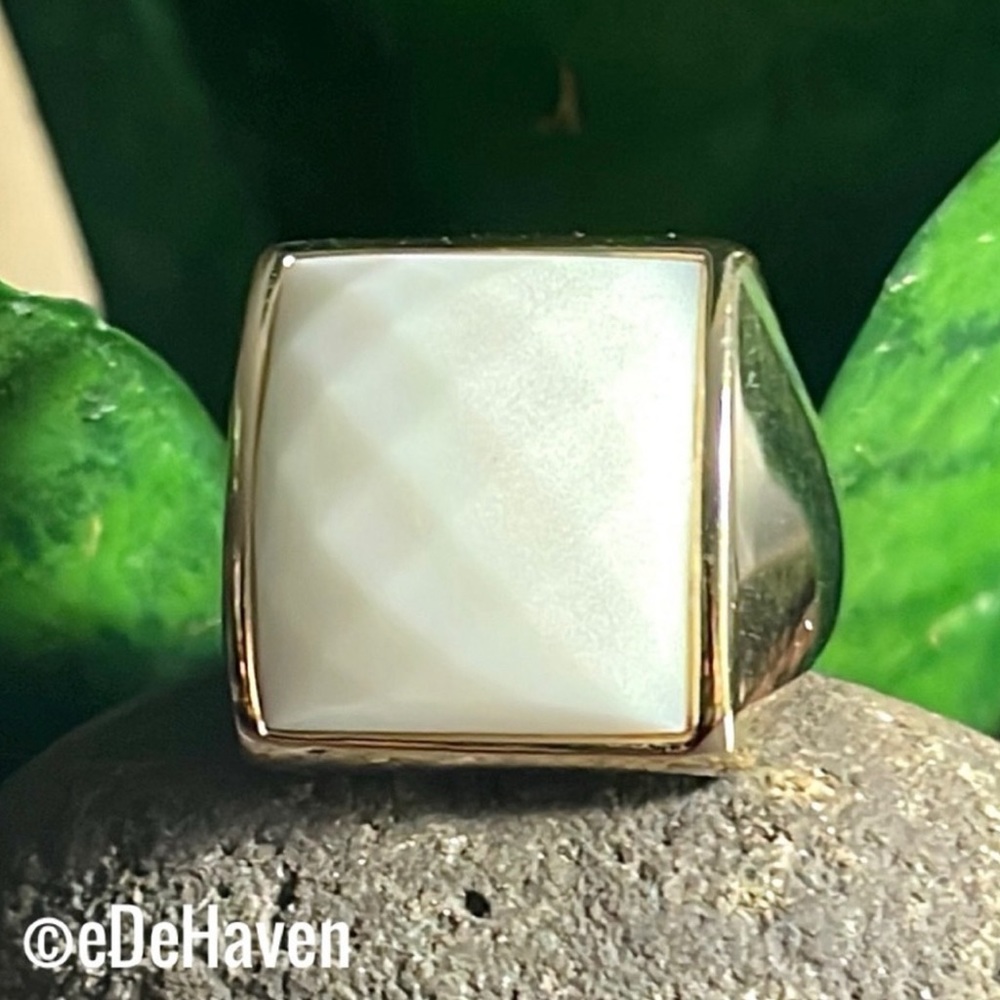 14k White Onyx Ring